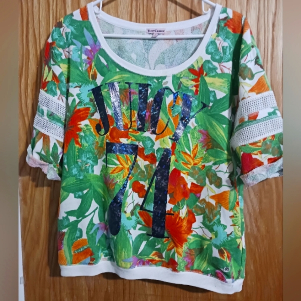 Juicy Couture Y2k Tropical Beachy S/S Top Women's Size Large